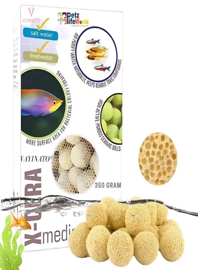 VAYINATO Aquatic Remedies X-Cera Ball Type Aquarium Filter Media, 800 ML (350G) | Light Weight Ceramic Ball Media with high Porous Active Surface Area for Bacteria with Free Media Bag Inside - Image 1